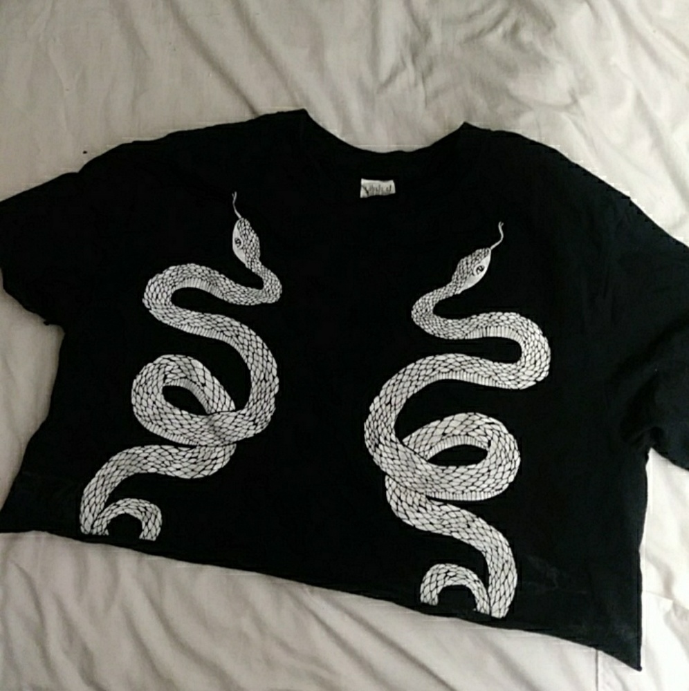 Black crop top with snake design